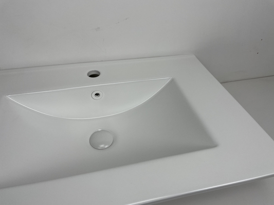Borde plano dirigido elegante de la vanidad del top del fregadero de cerámica del cuarto de baño