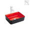 Lavabo rojo de la sobremesa del fregadero para uso general comercial del cuarto de baño y negro de cerámica