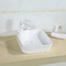 El cuarto de baño no poroso de la encimera hunde el lavabo blanco del cuadrado superficial liso